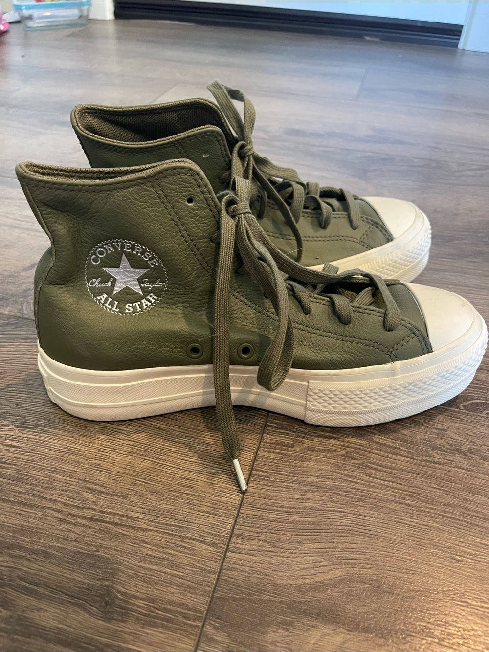 Converse Chuck Taylor All Star High Top Sneakers in Olive Green and White